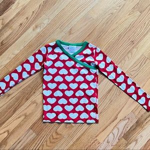 Hanna Andersson Size 8 Long John Heart Holiday PJ Top